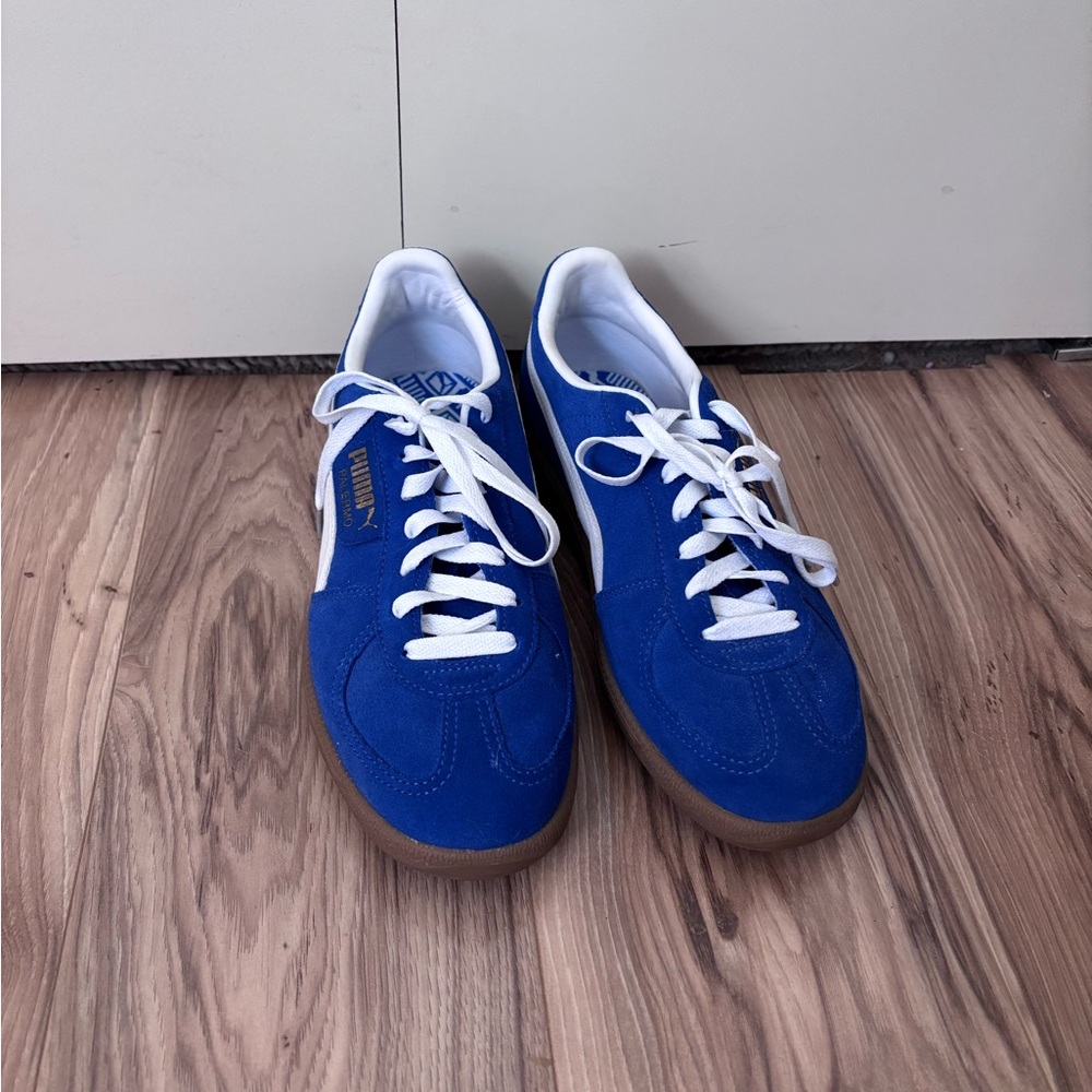 Puma Blue Suede Sneakers with Gum Sole